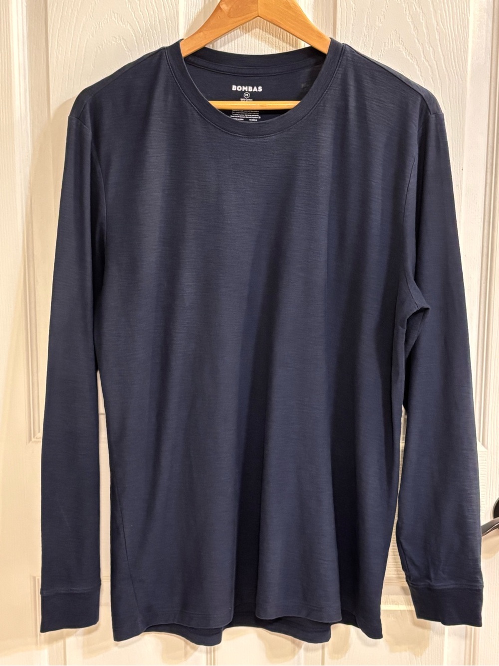Bombas Men’s M Navy 100% Cotton Long Sleeve Crew Neck T-Shirt Tee